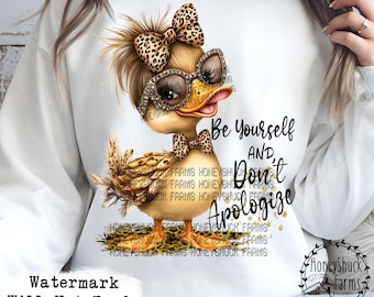 Leopard Duck Clipart, Inspirational Be Yourself Shirt PNG Tshirt Design