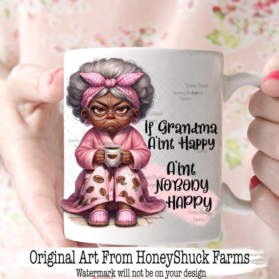 Funny Mad Black Grandma PNG: Sublimation Design (digital Download