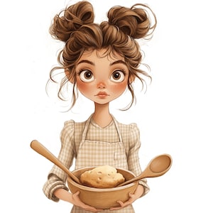 Funny Baking Girls PNG: Whimsical Kitchen Decor (Digital Download, 12x12in JPG File)