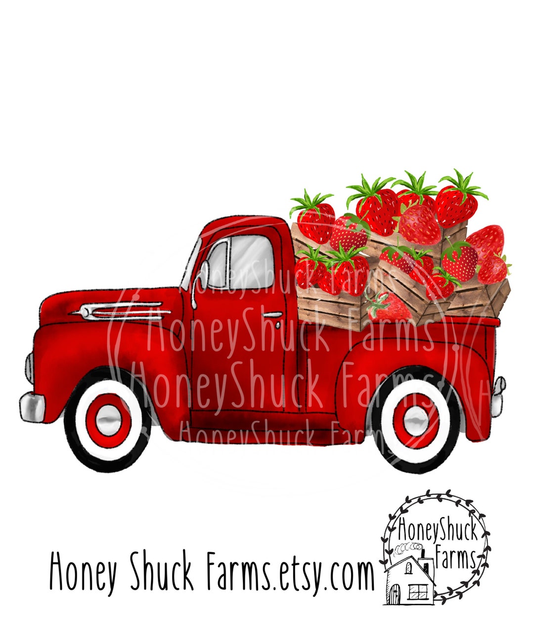 Strawberry Truck Digital Download, Strawberry Truck Sublimation Design