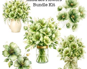 Abstract Flowers Clipart Bundle Set, Clipart Kits,Flower Prints, Printable  Watercolor Clipart, Digital Download,Journaling, Paper Crafting