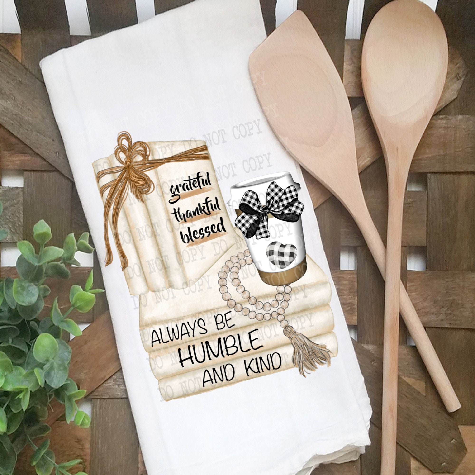 Cute Kitchen Towels, Fun Dish Towels with Faith, Blessed, Family, Love & Dreams Theme, 5 Flour Sack Towels, White