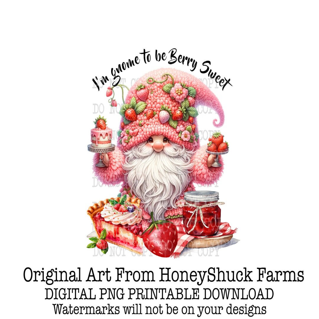 Strawberry Gnome Png, Berry Sweet, Strawberry Clipart, Digital Download