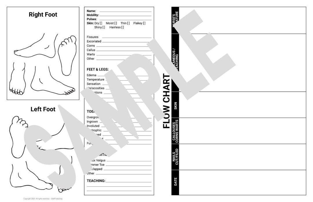 Foot Care Chart Printable Foot Care Healthy Feet Nurse Nurse Tools 