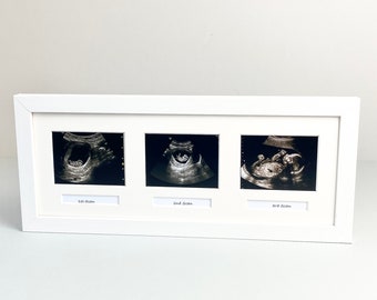 Baby Scan Photo Frame - Multi aperture Frame for Three Scan sized Photos & Three Text Boxes.   Handmade.Baby Shower | Pregnancy Announcement