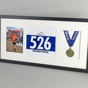 Medal display Frame with Apertures for Bib and Photo. 30x60cm.Handmade. Perfect for Runners, Swimmers, Cyclists, Athletes Marathon Medals image 10