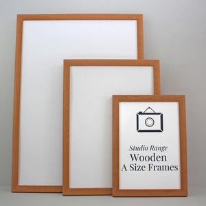 Oak Colour A Sized Frames - Studio Range. Standard A-Size Wooden Frames | optional bevelled Mount | Woodgrain finish | Wall Hanging