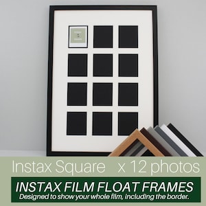Instax Film Float Frame - Suits Twelve Instax Squares | Wooden Photo Frame showing the entire Photo, including border. Wall Hanging Only.