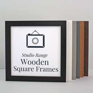 Square Frames - Studio Range. Standard Size Square Frames with optional acid-free bevelled mounts. Wooden Frames with a Woodgrain finish.