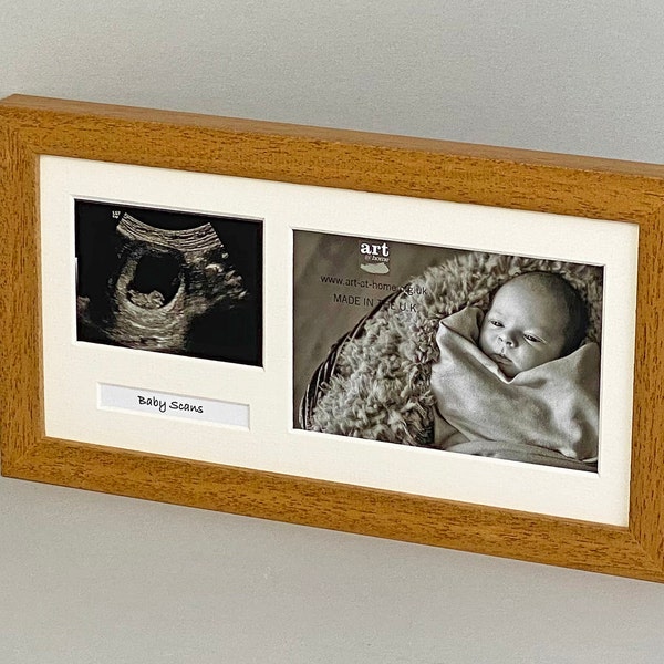 Baby Scan Photo Frame - Landscape Multi Frame for 6x4" Photo, Scan sized Photo &Text Box.Handmade. Baby Shower Gift | Pregnancy Announcement