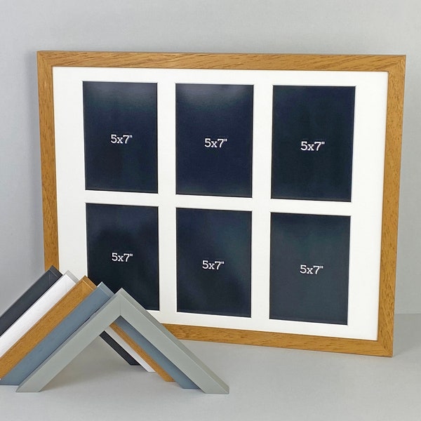 Multi Aperture Photo Frame. Holds Six 5x7" photos. 40x50cm. Wooden Collage Photo Frame. Handmade in the UK. Home Decor.