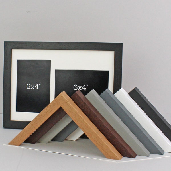 Wooden Multi Aperture Photo Frame. Holds Two 6x4" Photos, One Portrait and One Landscape. A4. Portrait or Landscape.