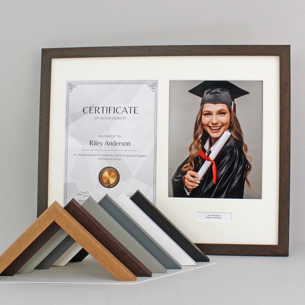 Certificat personnalisé, remise des diplômes, cadre de diplôme. Convient pour un certificat et une photographie 8x10". 40x50cm. Fait à la main par Art@Home