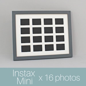 Instax Mini Multi Aperture Wooden Photo Frame. Holds sixteen instax sized Photos. 11x14" Frame. Portrait or Landscape. Stand or Hang.