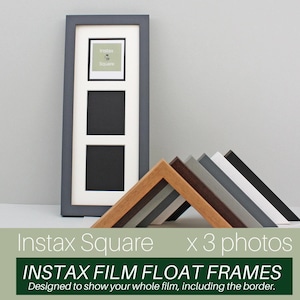Instax Film Float Frame - Suits Three Instax Square Film | Wooden Photo Frame showing the entire Photo, including border. Wall Hanging Only.