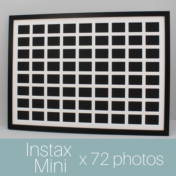 Instax Mini Multi Aperture Wooden Photo Frame. Holds Seventy-Two instax mini sized Photos. 50x70cm. Shows Photo only - Not Border.