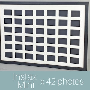 Instax Mini Multi Aperture Wooden Frame. Holds Forty Two Instax sized Photos. A2. Portrait or Landscape. Shows Photo only - Not Border.