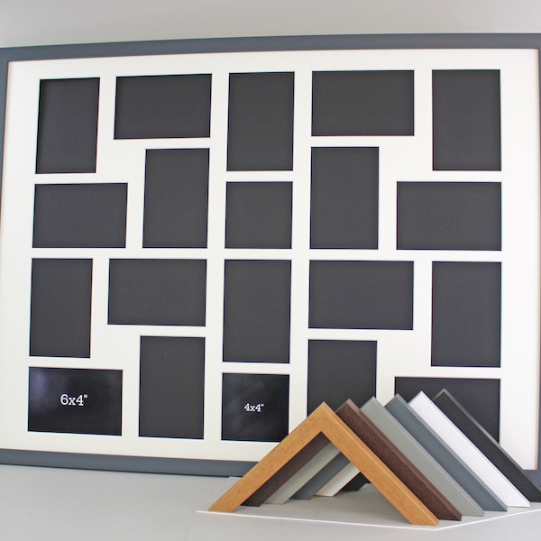 Suits Eighteen 6x4" and two 4x4" photos. 60x80cm. Wooden Collage / Multi Aperture Photo Frame. Handmade by Art@Home