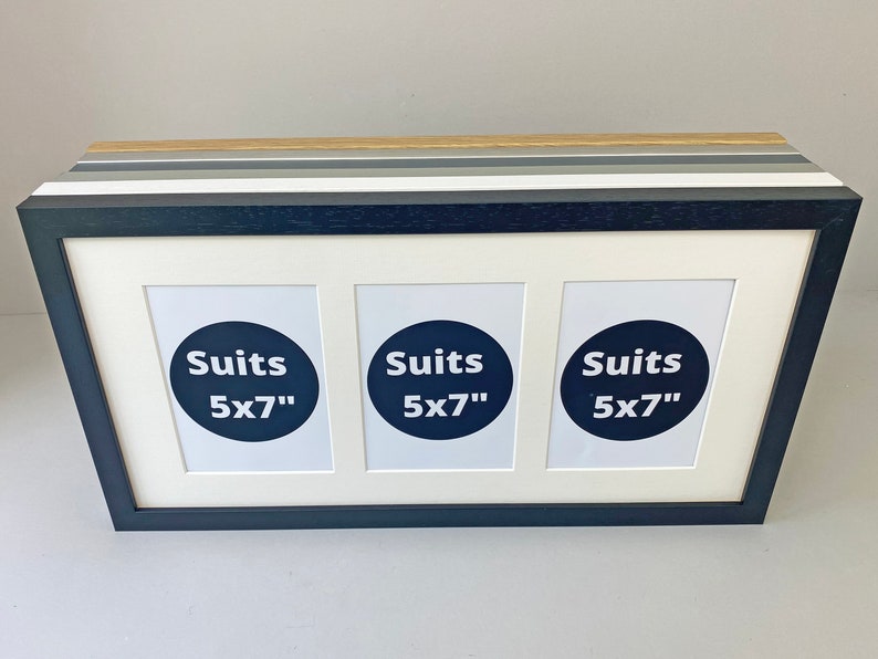 25x50cm Frame Holds Three 5x7 Photos. Multi Aperture Etsy