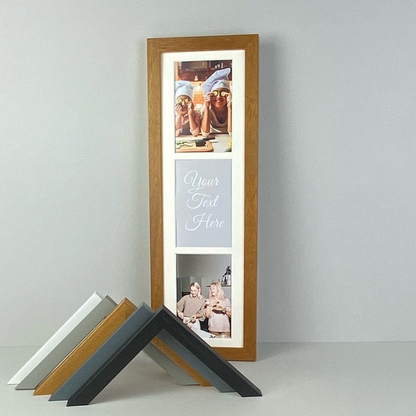 Mothers day Multi Aperture Photo Frame. Optional Personalisation. Portrait. Holds Three 6x4" Photos, 15x50cm. Handmade by Art@Home