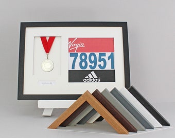 Personalised Medal display Frame with Apertures for Medal & Bib. A3 Size. Handmade. Perfect for Runners, Swimmers, Cyclists, Athletes.