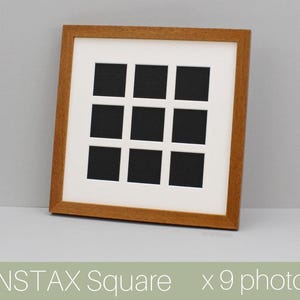 Instax Square Multi Aperture Frame. Holds Nine 62mmx62mm sized Photos. 30x30cm. Wooden Picture Frame. Selection of Colours. Small Photos