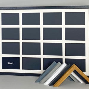 Multi Aperture Photo Frame. Holds Sixteen 6x4&quot; pictures. 50x70cm. Portrait or Landscape. Wooden Collage  Frame. Black | White | Grey | Oak |