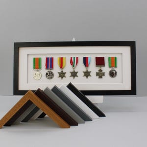 Military and Service Medal display Frame for Seven Medals. 20x50cm.  Service Medals | War Medals | WW1 | WW2 | Commemorative Medals