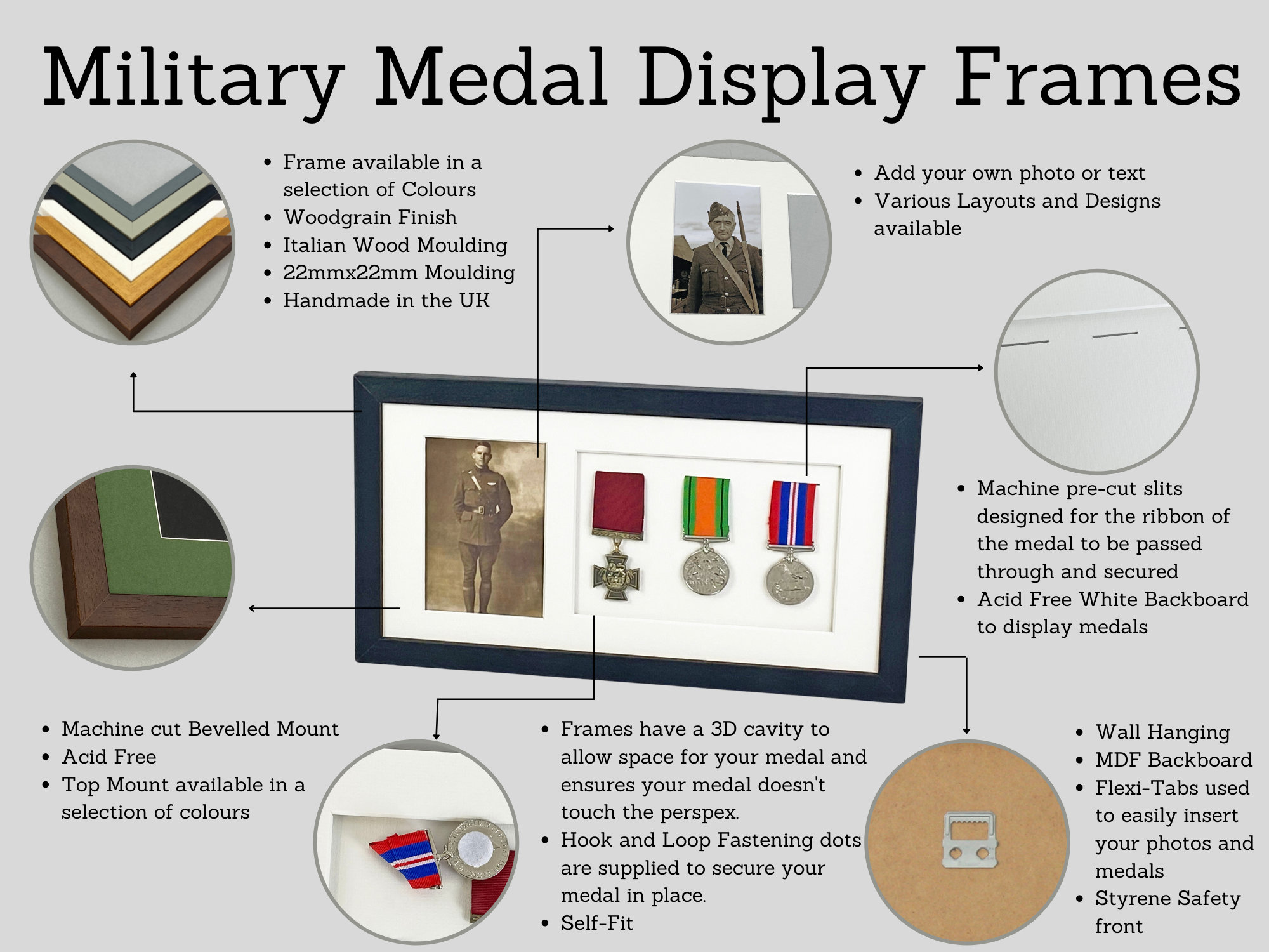 QLTY Cadre d'affichage pour médaille,Cadre Photo 3D Deep Box,boîte de  Rangement d'affichage de médaille,Meilleurs Cadeaux pour Afficher des  médailles de Guerre/Militaires/Sportives : : Autres