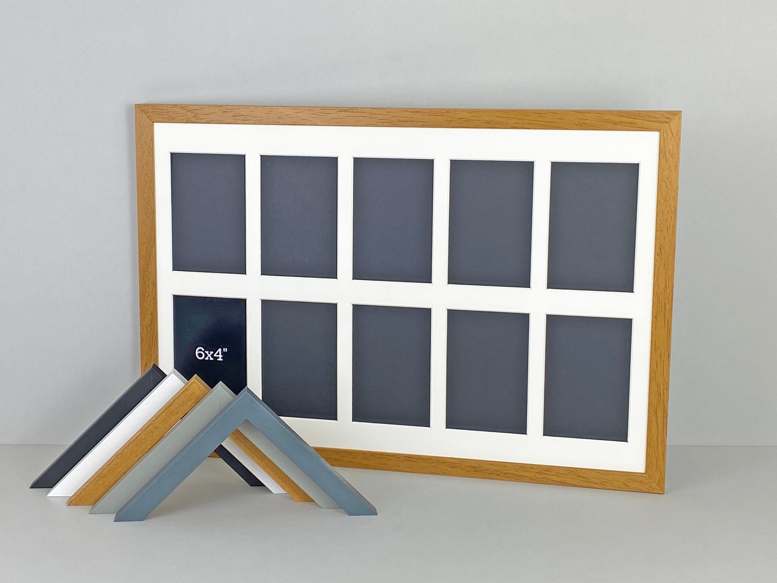 8 X 6 Multi Photo Frame Holds 4 6x8 Photos in a Black Wood Frame