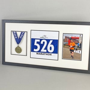 Medal display Frame with Apertures for Bib and Photo. 30x60cm.Handmade. Perfect for Runners, Swimmers, Cyclists, Athletes Marathon Medals image 4