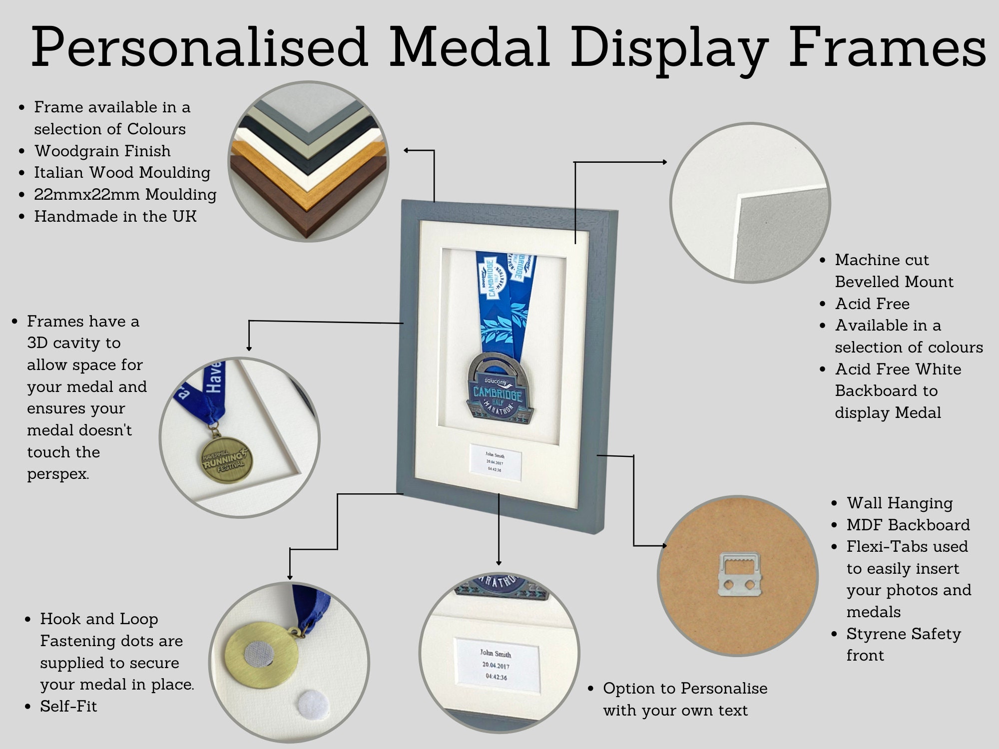  UNBOSTEN Marco de medallas, marco de fotos profundo 3D para  caja de almacenamiento de medallas de maratón, marco de exhibición de  madera para premios de medallas, los mejores regalos para mostrar