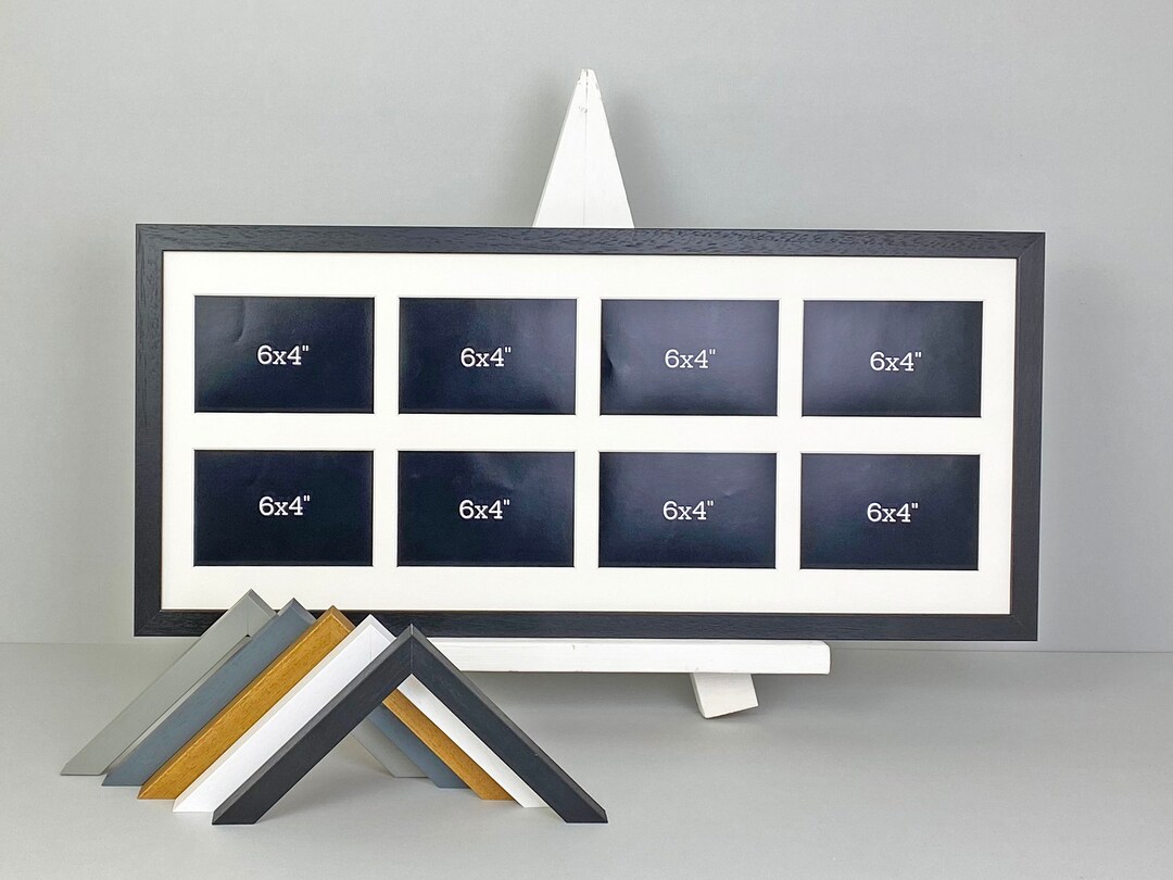 Multi Aperture Photo Frame. Eight 6x4 Photos. 30x75cm. Portrait or