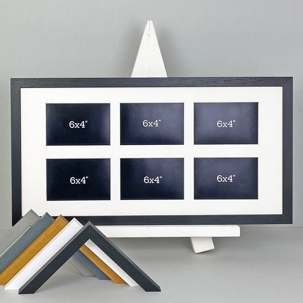 Multi Aperture Photo Frame. Holds Six 6x4" Photos. 30x60cm. Portrait or Landscape. Wooden Collage  Frame. Handmade to order. Wall Hanging.