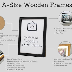 A2, A3, A4, A5, A6 Size - Wooden Picture Frames, Photo Frame, Poster Frame - Studio Range. Various Colour Options. Made in the UK image 3