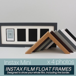 Instax Film Float Frame - Suits Four Instax Minis | Wooden Photo Frame showing the entire Photo, including border. Wall Hanging Only.