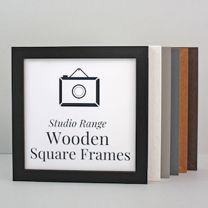 Square Frames - Studio Range. Standard Size Square Frames with optional acid-free bevelled mounts. Wooden Frames with a Woodgrain finish.