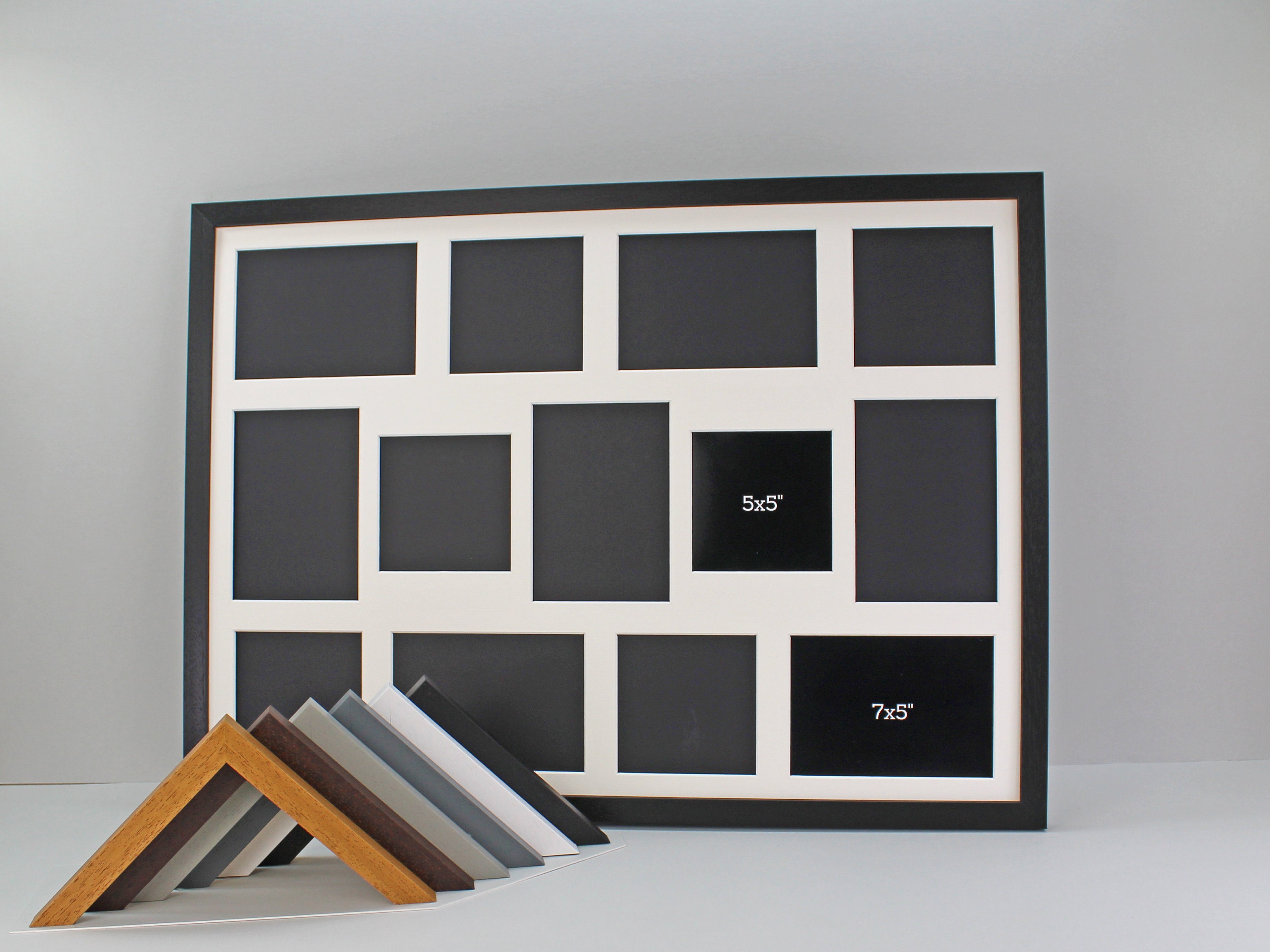 Multi Aperture Photo Frame. Holds One 8x8 Photo and Twelve 4x4 Photos.  50x50cm. Wooden Collage Photo Frame. Handmade by Arthome. 