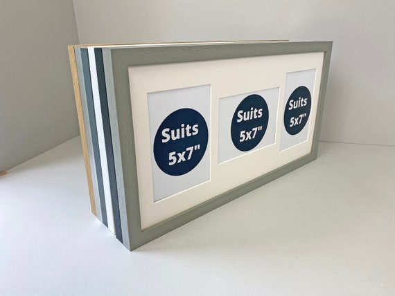 25x60cm Frame Holds Three 5x7 Photos 13 Multi Aperture Wooden Collage Photo Frame Mixed Layout