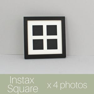 Instax Square Multi Aperture Wooden Photo Frame. Holds Four 62mmx62mm sized Photos. 20x20cm Frame.  Shows Photo only - Not Border.