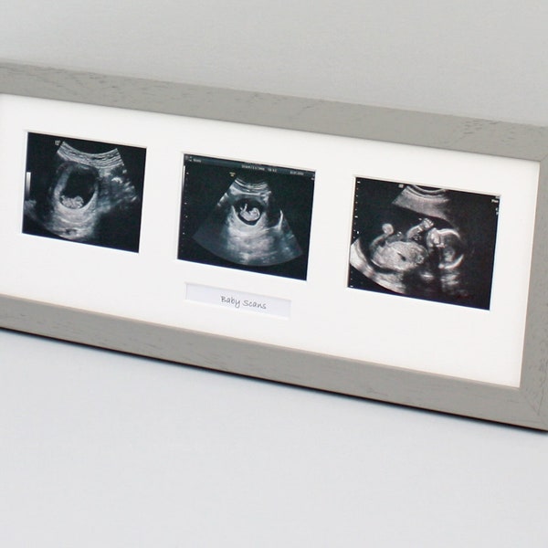 Baby Scan Photo Frame - Multi aperture Frame for Three Scan sized Photos and Text Box.  Handmade. Baby Shower Gift | Pregnancy Announcement