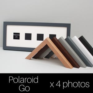 Polaroid GO - Wooden Multi Aperture Frame. Holds Four 43mmx43mm sized Photos. 15x40cm. To suit Small Photos taken with a Polaroid Go Camera.