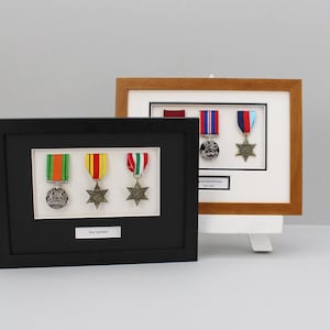 Personalised Military and Service Medal display Frame for Three Medals. A4. Wall Hanging. Service Medals | War Medals | WW1 | WW2