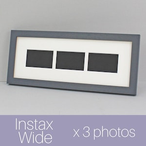 Instax Wide. Suits Three Instax wide sized Photos, Visual aperture 9.5x5.8cm. 15x40cm Wooden Multi  Frame. Shows Photo only - Not Border.