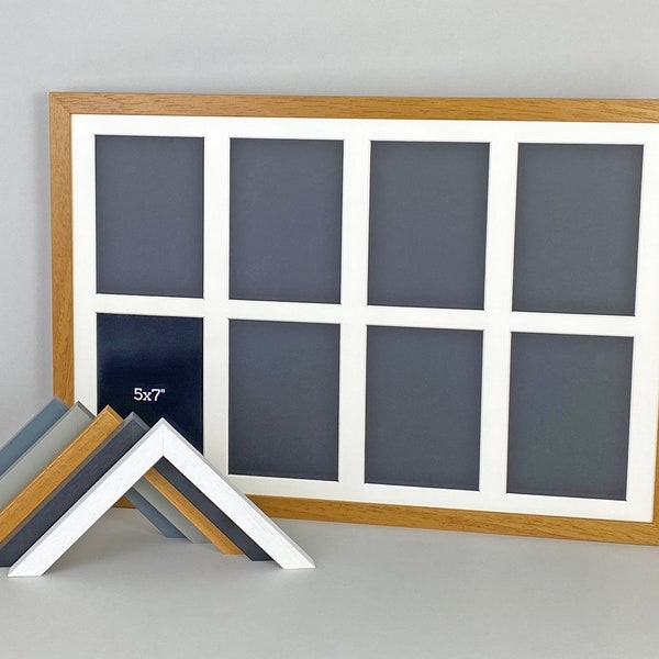 Multi Aperture Photo Frame. Holds 8 5x7" photos. 40x60cm. Wooden Collage Photo Frame. Handmade by Art@Home