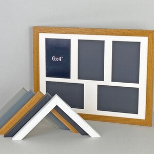 Multi Aperture Photo Frame. Holds Five 6x4" Photos. 30x40cm. Portrait and Landscape. Wooden Collage Picture Frame. Selection of Colours