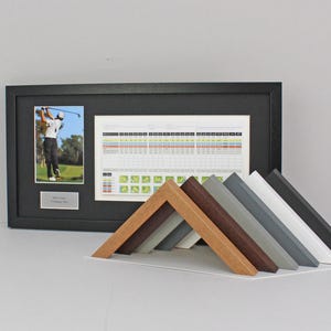 Personalised Golf Score Card Display Frame, With 6x4" Photo. 25x50cm Frame | Score Card sizes can vary - Check your size before purchase.