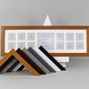 Through the School Years Photo Frame - Multi Aperture Frame. 15x50cm Frame, to suit twelve 2x2inch Photos.