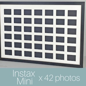 Instax Mini Multi Aperture Wooden Frame. Holds Forty Two Instax sized Photos. A2. Portrait or Landscape. Shows Photo only - Not Border.