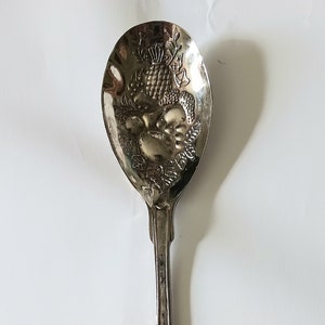 Serving Spoon Silver Plate 8 1/2&quot; Fruit Embossed